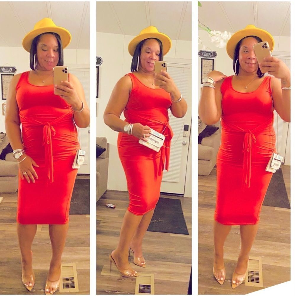 Lexi’s Coral Plus Size Bodycon Dress